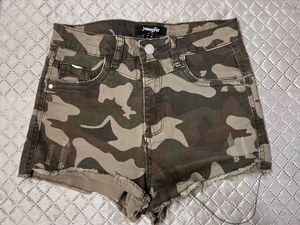 Jennyfer Camo Denim Shorts