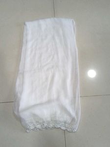 Elegant White Dupatta with Lace Trim