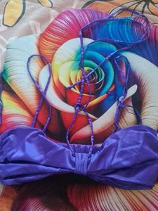 Zara Purple Bikini Top with Tie Straps