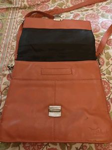Unique Orange Color Genuine Leather Satchel Bag!