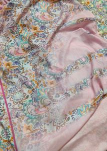 Pure Masleen Shimmer Weaving Suit Golden Embroider
