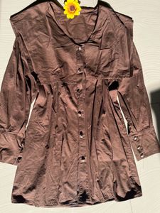 Brown Button-Up Midi Dress