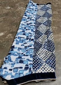 Elegant Blue &amp; White Saree