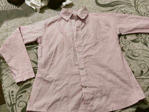 Pink Striped Collared Shirt