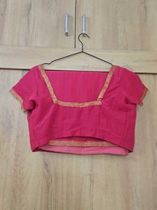Pink Silk Saree with Gold Border