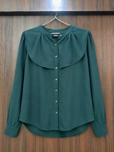 Elegant Teal Cape Yoke Shirt
