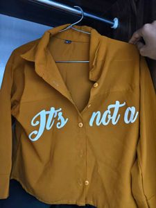 Mustard Yellow Graphic Button-Down Shirt