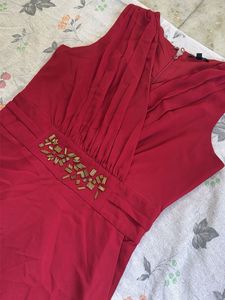 Elegant Red Jumpsuit with Embellishments