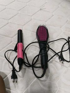 electric hair straightener and  brush