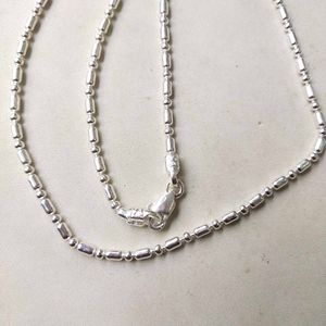 Pure Silver ._. Dot Ball Mix Snack Chain  22"inc