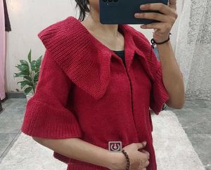 Chic Red Knit Cardigan