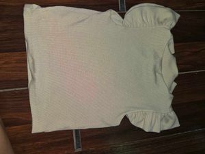 Cream Ruffled Sleeve Top