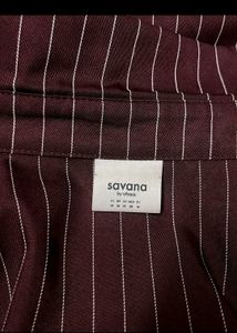 Burgundy Pinstripe Fitted Blouse