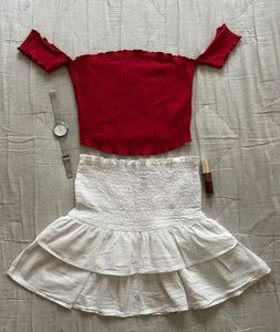 H&amp;M Layered/ Tiered Mini Skirt🌸🍓