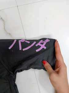 Cute Printed Women's T-Shirt (Black)