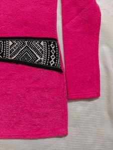 Pink Long Sleeve Top Woolen