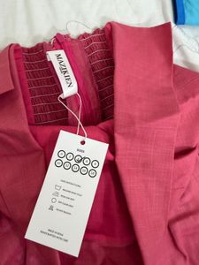 Strapless Pink Maxi Dress with Slit