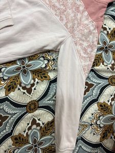 Pink Hooded Sweatshirt with Floral Detail