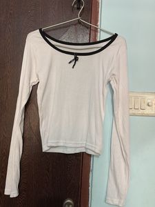 Cute White Long Sleeve Top