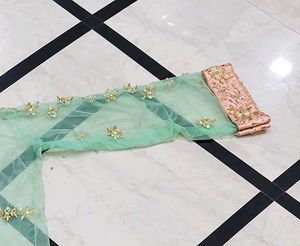 Elegant Mint Green Kurta Set with Pink Palazzo