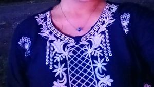 Embroidered Navy Blue Kurta