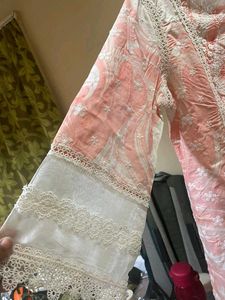 Beautiful Pink &amp; White Printed Kurta by mulmul