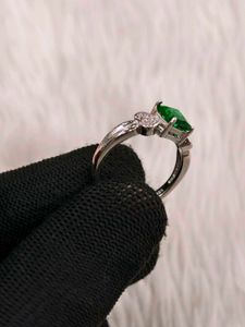 Emerald &amp; Diamond Heart Ring 925 silver