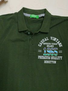 Benetton Casual Green Polo T-Shirt