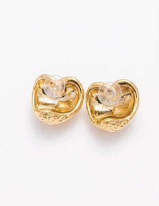 Gold Heart Textured Stud Earrings
