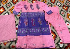 Summer Sale 🔥Pink Silk Cotton Blend Suit