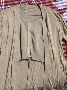 Cute Olive Green Tank Top With Shrug