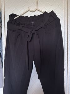 Black Paperbag Waist Pants