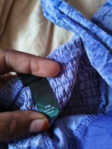 Wild Fable Blue Crushed Velvet Crop Top