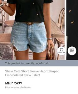 Heart Detail Black Tee