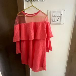 Chic Coral Ruffle Dress