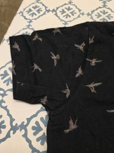 Dark Grey Bird Print T-Shirt