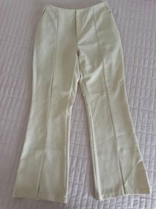 Cream Flare Pants with Slit Detail