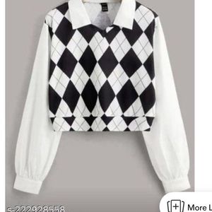 Stylish Argyle Pattern Cropped Top