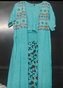 EleTeal Floral Palazzo Set with Jacket xxl size