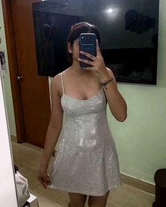 Sparkly Silver Mini Dress