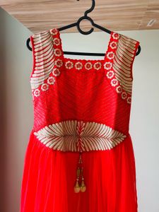 Stunning Red Embellished Ethnic Gown