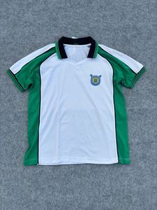 Men's White & Green Collared T-Shirt