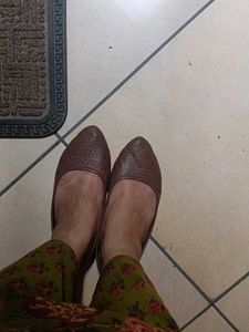Women's Brown Perforated Ballerinas