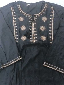 Embroidered Black Top