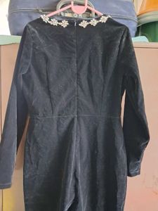 Elegant Black Velvet Jumpsuit
