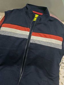 Men's Navy Blue Striped Track Jacket