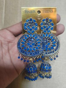 Stunning Blue Jhumka Earrings