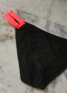 Black Bikini Bottom with Coral Accents