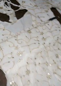 Elegant White Embellished Anarkali Suit