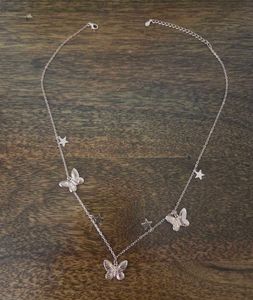 Butterfly Star Charm Necklace SS925 Rose gold